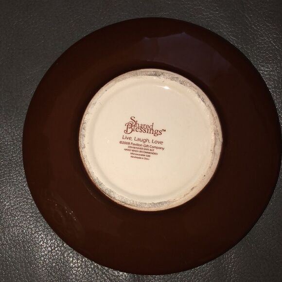 Live Laugh Love Cup & Saucer in Chocolate Brown and Ivory - Picture 4 of 10